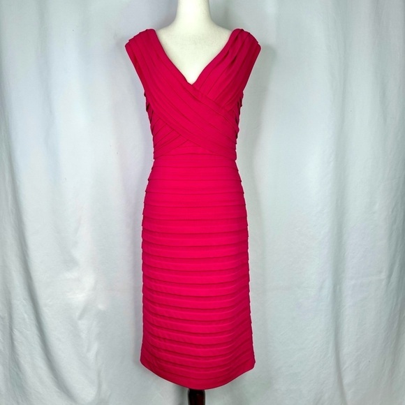 Tadashi Shoji Dresses & Skirts - Tadashi Collection bodycon knee-length dress all-over pleats raspberry pink Med